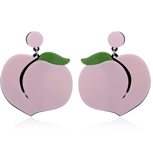 NEW Acrylic Peach Drop Earrings - Picture 1 of 7